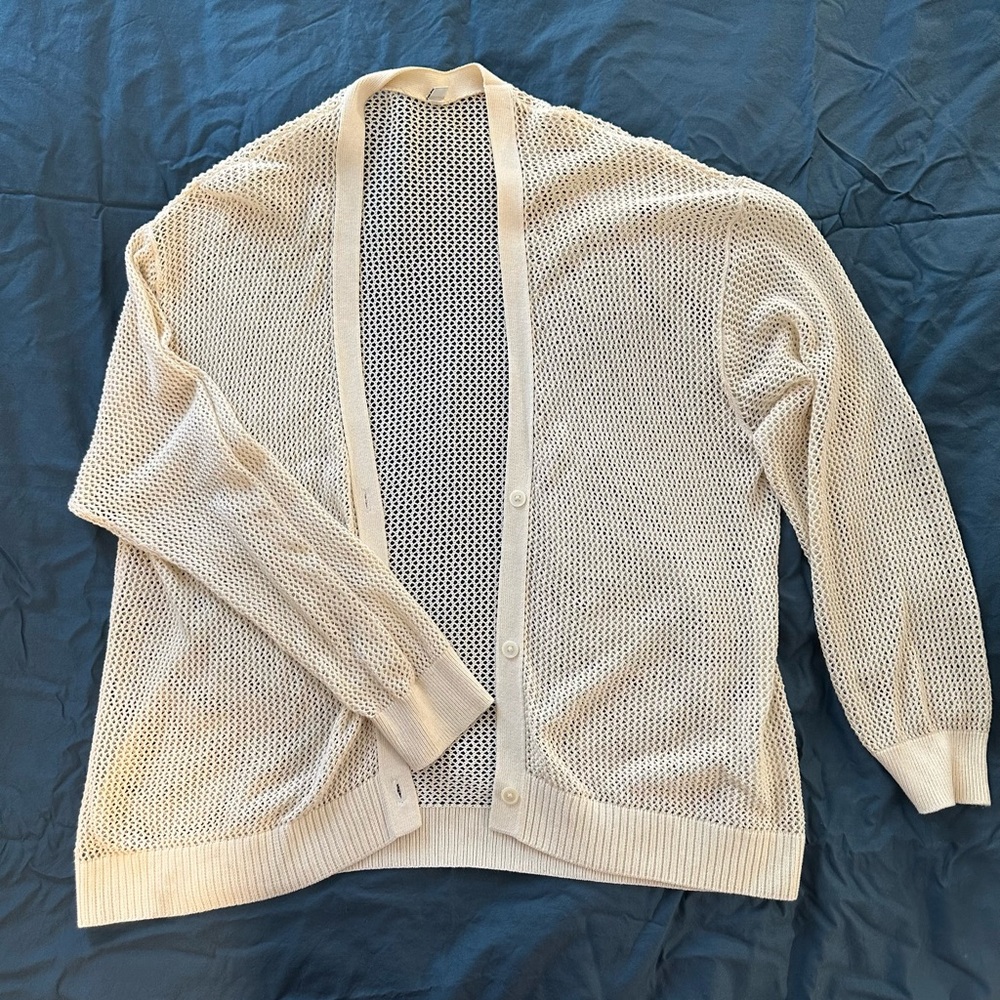 Women's Cream Open-Knit Sweater